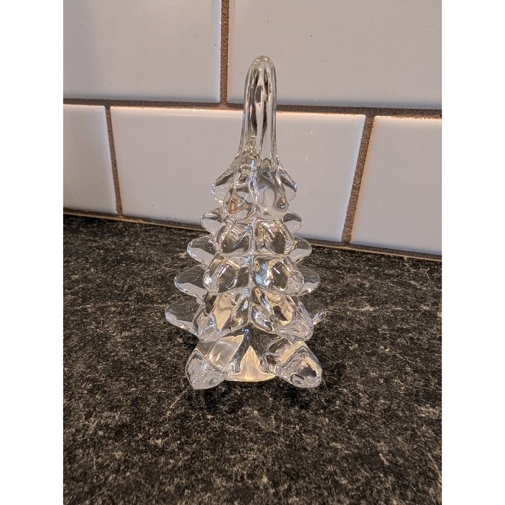 Vintage The Import Collection Clear‎ Glass Christmas Tree Figurine 5 Inch Taiwan